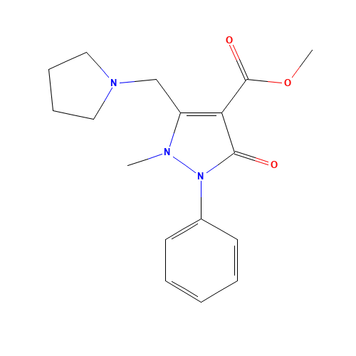 methyl 1-methyl-3-oxo-2-phenyl-5-(pyrrolidin-1-ylmethyl)pyrazole-4-carboxylate (CAS: 913375-93-6) - Related Chemical Product