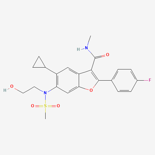 5-cyclopropyl-2-(4-fluorophenyl)-6-[2-hydroxyethyl(methylsulfonyl)amino]-N-methyl-1-benzofuran-3-carboxamide (CAS: 691852-58-1) - Related Chemical Product