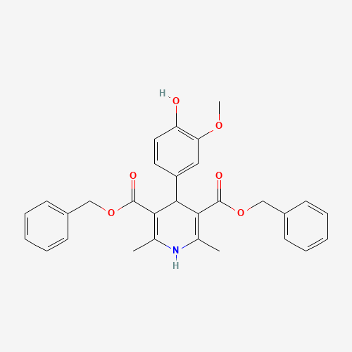 dibenzyl 4-(4-hydroxy-3-methoxyphenyl)-2,6-dimethyl-1,4-dihydropyridine-3,5-dicarboxylate (CAS: 324577-14-2) - Related Chemical Product