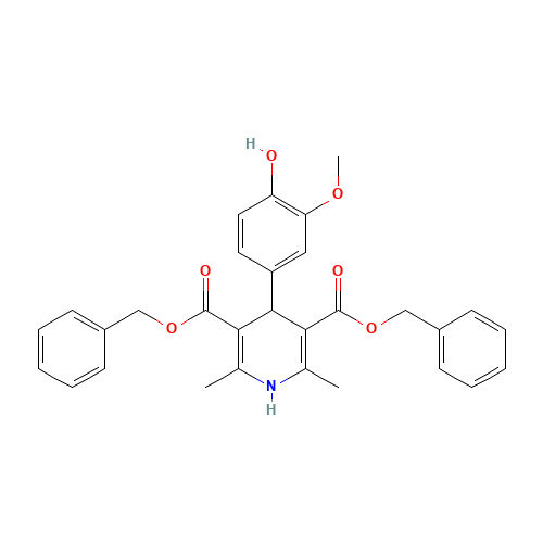 dibenzyl 4-(4-hydroxy-3-methoxyphenyl)-2,6-dimethyl-1,4-dihydropyridine-3,5-dicarboxylate (CAS: 324577-14-2) - Related Chemical Product