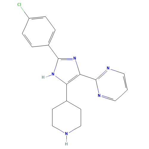 2-[2-(4-chlorophenyl)-5-piperidin-4-yl-1H-imidazol-4-yl]pyrimidine (CAS: 1352278-10-4) - Chemical Structure and Molecular Formula 