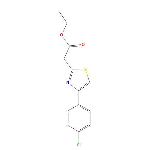 ethyl 2-[4-(4-chlorophenyl)-1,3-thiazol-2-yl]acetate (CAS: 17969-12-9) - Chemical Structure and Molecular Formula 