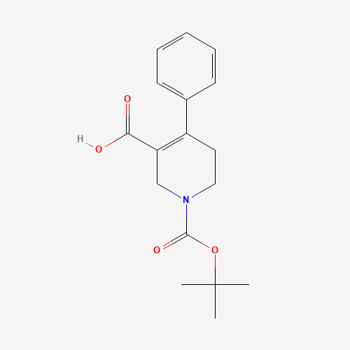 1-[(2-methylpropan-2-yl)oxycarbonyl]-4-phenyl-3,6-dihydro-2H-pyridine-5-carboxylic acid (CAS: 170838-40-1) - Chemical Structure and Molecular Formula 