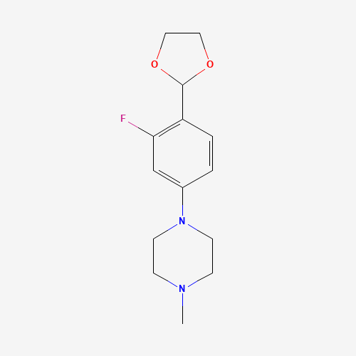 1-[4-(1,3-dioxolan-2-yl)-3-fluorophenyl]-4-methylpiperazine (CAS: 1346597-60-1) - Chemical Structure and Molecular Formula 