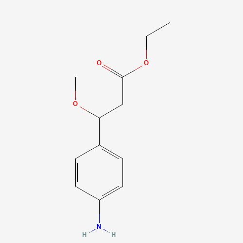 ethyl 3-(4-aminophenyl)-3-methoxypropanoate (CAS: 1354048-38-6) - Chemical Structure and Molecular Formula 