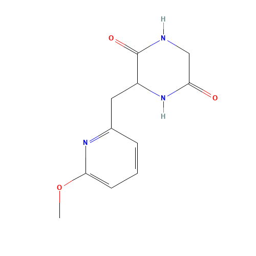 3-[(6-methoxypyridin-2-yl)methyl]piperazine-2,5-dione (CAS: 1361225-18-4) - Chemical Structure and Molecular Formula 