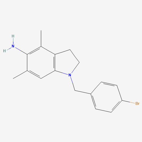 1-[(4-bromophenyl)methyl]-4,6-dimethyl-2,3-dihydroindol-5-amine (CAS: 1114453-53-0) - Chemical Structure and Molecular Formula 