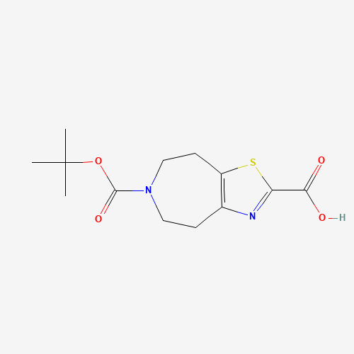 6-[(2-methylpropan-2-yl)oxycarbonyl]-4,5,7,8-tetrahydro-[1,3]thiazolo[4,5-d]azepine-2-carboxylic acid (CAS: 1268522-30-0) - Chemical Structure and Molecular Formula 