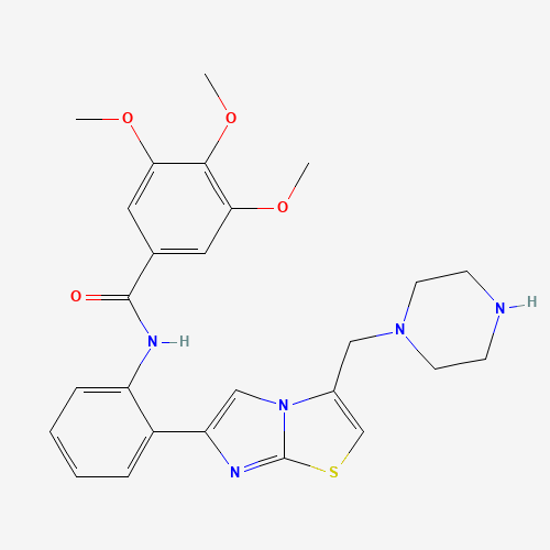 3,4,5-trimethoxy-N-[2-[3-(piperazin-1-ylmethyl)imidazo[2,1-b][1,3]thiazol-6-yl]phenyl]benzamide (CAS: 925432-73-1) - Chemical Structure and Molecular Formula 