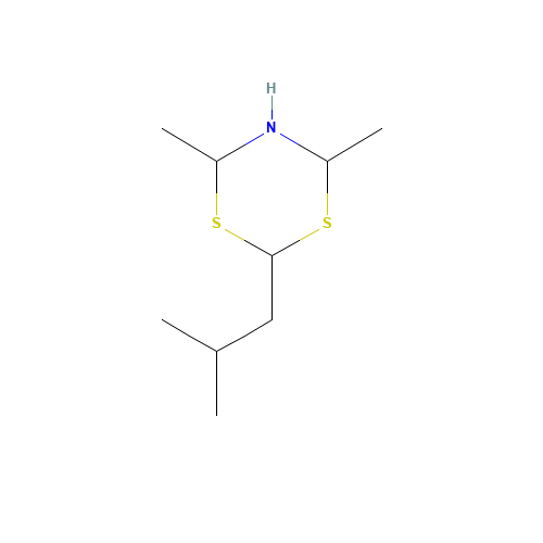 4,6-dimethyl-2-(2-methylpropyl)-1,3,5-dithiazinane (CAS: 101517-87-7) - Chemical Structure and Molecular Formula 