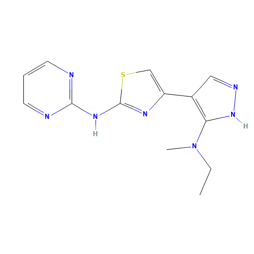 4-[5-[ethyl(methyl)amino]-1H-pyrazol-4-yl]-N-pyrimidin-2-yl-1,3-thiazol-2-amine (CAS: 1235313-41-3) - Related Chemical Product