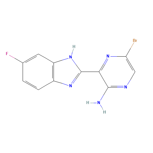 5-bromo-3-(6-fluoro-1H-benzimidazol-2-yl)pyrazin-2-amine (CAS: 1100095-00-8) - Chemical Structure and Molecular Formula 