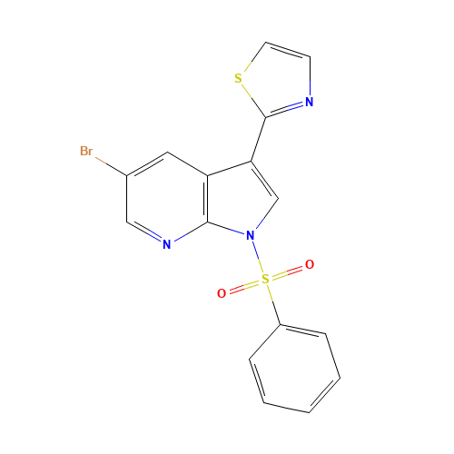 2-[1-(benzenesulfonyl)-5-bromopyrrolo[2,3-b]pyridin-3-yl]-1,3-thiazole (CAS: 1046793-47-8) - Chemical Structure and Molecular Formula 