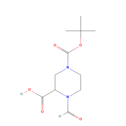 1-formyl-4-[(2-methylpropan-2-yl)oxycarbonyl]piperazine-2-carboxylic acid (CAS: 1108792-12-6) - Chemical Structure and Molecular Formula 