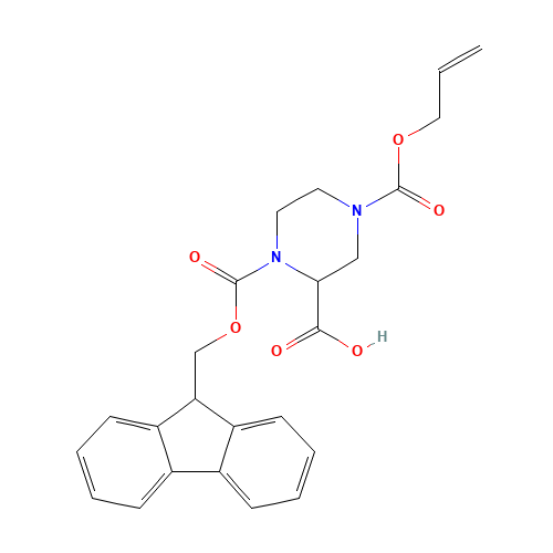 1-(9H-fluoren-9-ylmethoxycarbonyl)-4-prop-2-enoxycarbonylpiperazine-2-carboxylic acid (CAS: 898289-65-1) - Chemical Structure and Molecular Formula 
