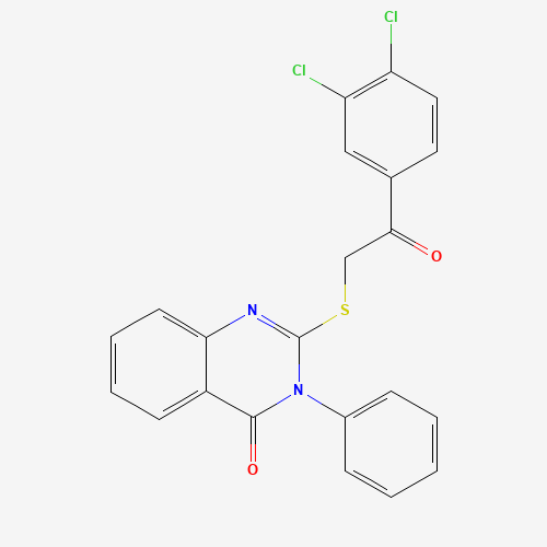 2-[2-(3,4-dichlorophenyl)-2-oxoethyl]sulfanyl-3-phenylquinazolin-4-one (CAS: 6525-97-9) - Chemical Structure and Molecular Formula 