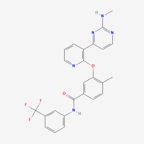 4-methyl-3-[3-[2-(methylamino)pyrimidin-4-yl]pyridin-2-yl]oxy-N-[3-(trifluoromethyl)phenyl]benzamide (CAS: 870223-96-4) - Chemical Structure and Molecular Formula 