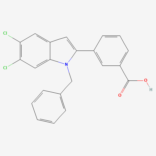 3-(1-benzyl-5,6-dichloroindol-2-yl)benzoic acid (CAS: 835595-10-3) - Chemical Structure and Molecular Formula 