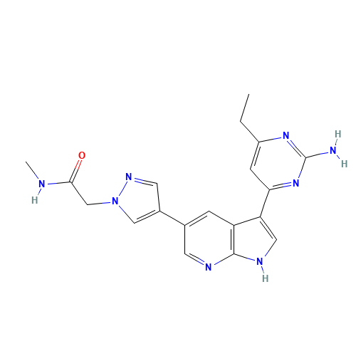 2-[4-[3-(2-amino-6-ethylpyrimidin-4-yl)-1H-pyrrolo[2,3-b]pyridin-5-yl]pyrazol-1-yl]-N-methylacetamide (CAS: 1203670-86-3) - Related Chemical Product