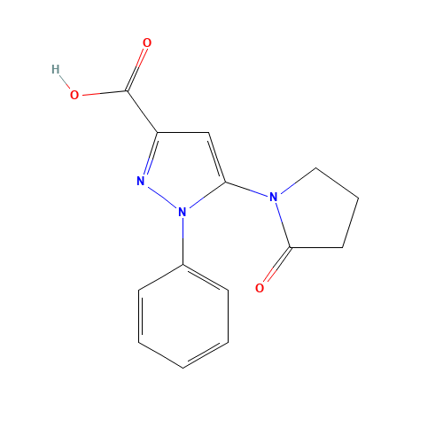 5-(2-oxopyrrolidin-1-yl)-1-phenylpyrazole-3-carboxylic acid (CAS: 1391944-34-5) - Chemical Structure and Molecular Formula 