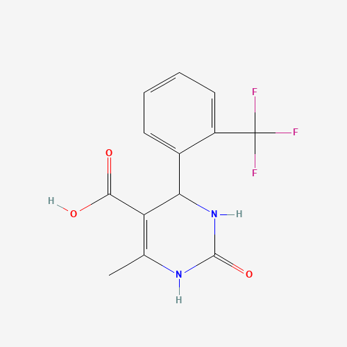 6-methyl-2-oxo-4-[2-(trifluoromethyl)phenyl]-3,4-dihydro-1H-pyrimidine-5-carboxylic acid (CAS: 356566-54-6) - Chemical Structure and Molecular Formula 