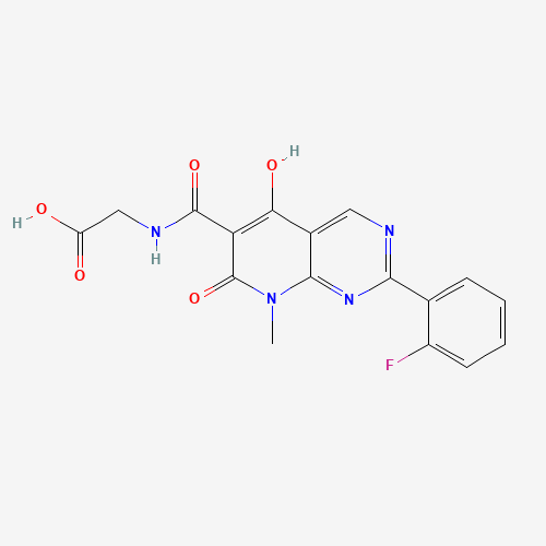 2-[[2-(2-fluorophenyl)-5-hydroxy-8-methyl-7-oxopyrido[2,3-d]pyrimidine-6-carbonyl]amino]acetic acid (CAS: 1080644-24-1) - Chemical Structure and Molecular Formula 