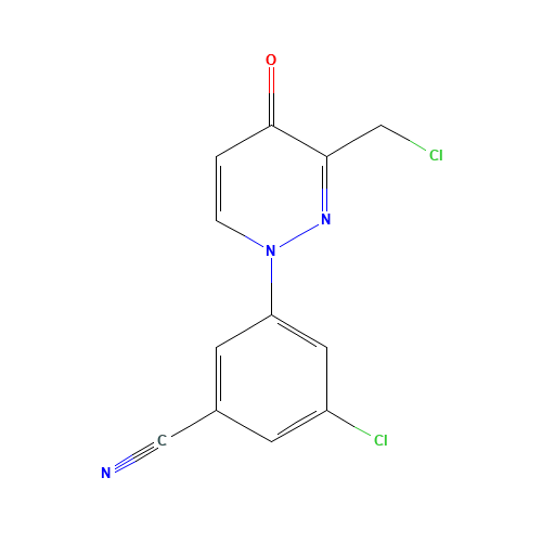 3-chloro-5-[3-(chloromethyl)-4-oxopyridazin-1-yl]benzonitrile (CAS: 1314389-23-5) - Chemical Structure and Molecular Formula 