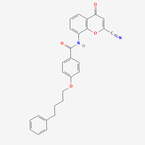N-(2-cyano-4-oxochromen-8-yl)-4-(4-phenylbutoxy)benzamide (CAS: 136450-11-8) - Chemical Structure and Molecular Formula 