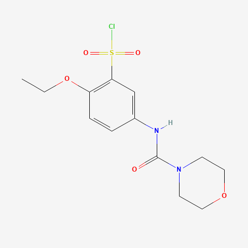 2-ethoxy-5-(morpholine-4-carbonylamino)benzenesulfonyl chloride (CAS: 680618-10-4) - Chemical Structure and Molecular Formula 