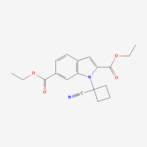 diethyl 1-(1-cyanocyclobutyl)indole-2,6-dicarboxylate (CAS: 1014694-92-8) - Chemical Structure and Molecular Formula 