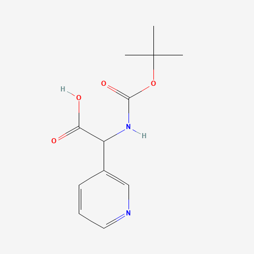 2-[(2-methylpropan-2-yl)oxycarbonylamino]-2-pyridin-3-ylacetic acid (CAS: 347187-29-5) - Chemical Structure and Molecular Formula 