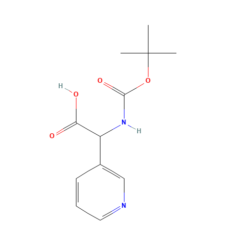 2-[(2-methylpropan-2-yl)oxycarbonylamino]-2-pyridin-3-ylacetic acid (CAS: 347187-29-5) - Chemical Structure and Molecular Formula 