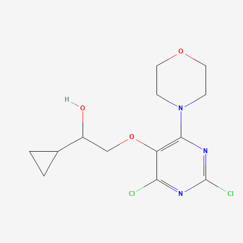 1-cyclopropyl-2-(2,4-dichloro-6-morpholin-4-ylpyrimidin-5-yl)oxyethanol (CAS: 1572048-71-5) - Chemical Structure and Molecular Formula 