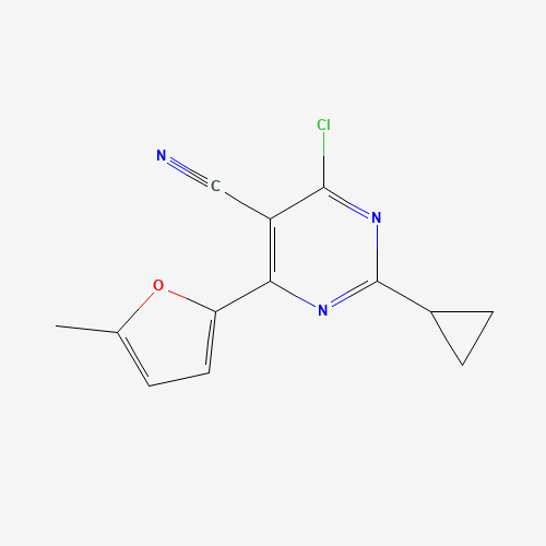 4-chloro-2-cyclopropyl-6-(5-methylfuran-2-yl)pyrimidine-5-carbonitrile (CAS: 1190976-92-1) - Chemical Structure and Molecular Formula 