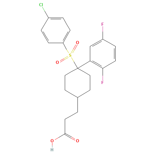 3-[4-(4-chlorophenyl)sulfonyl-4-(2,5-difluorophenyl)cyclohexyl]propanoic acid (CAS: 952578-68-6) - Related Chemical Product