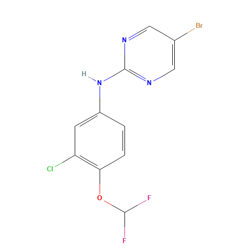 5-bromo-N-[3-chloro-4-(difluoromethoxy)phenyl]pyrimidin-2-amine (CAS: 1428558-46-6) - Chemical Structure and Molecular Formula 