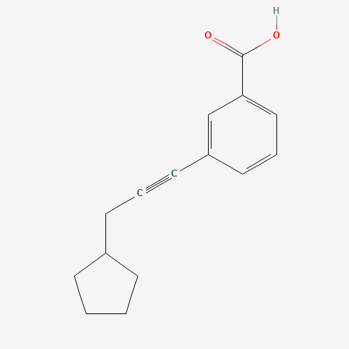 3-(3-cyclopentylprop-1-ynyl)benzoic acid (CAS: 884001-23-4) - Chemical Structure and Molecular Formula 