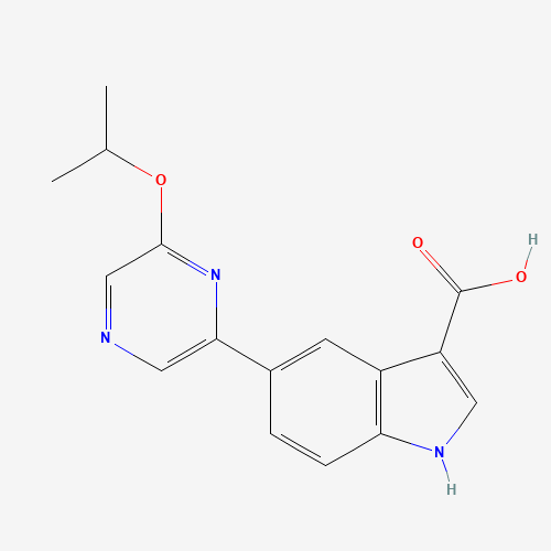 5-(6-propan-2-yloxypyrazin-2-yl)-1H-indole-3-carboxylic acid (CAS: 1380918-67-1) - Chemical Structure and Molecular Formula 