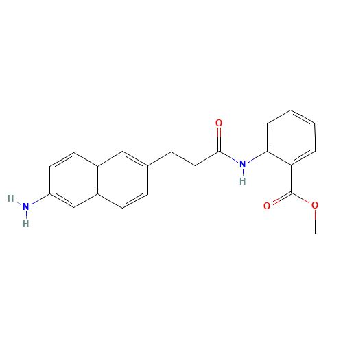 methyl 2-[3-(6-aminonaphthalen-2-yl)propanoylamino]benzoate (CAS: 1093631-11-8) - Chemical Structure and Molecular Formula 