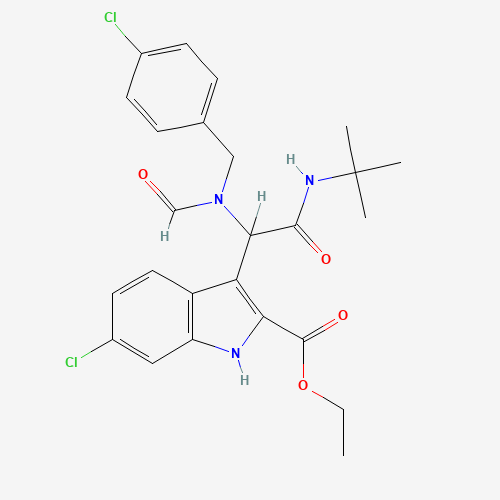 ethyl 3-[2-(tert-butylamino)-1-[(4-chlorophenyl)methyl-formylamino]-2-oxoethyl]-6-chloro-1H-indole-2-carboxylate (CAS: 1364488-67-4) - Related Chemical Product