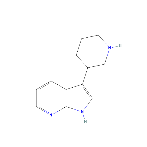3-piperidin-3-yl-1H-pyrrolo[2,3-b]pyridine (CAS: 1001069-39-1) - Chemical Structure and Molecular Formula 