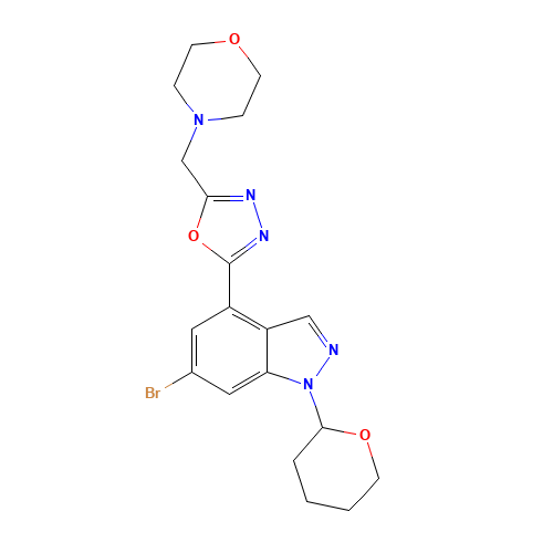 4-[[5-[6-bromo-1-(oxan-2-yl)indazol-4-yl]-1,3,4-oxadiazol-2-yl]methyl]morpholine (CAS: 1245464-92-9) - Related Chemical Product