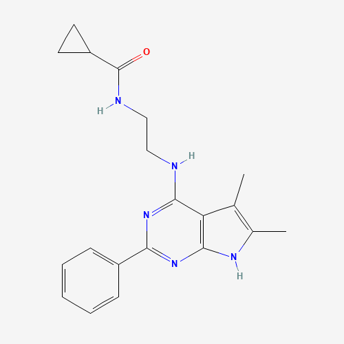 N-[2-[(5,6-dimethyl-2-phenyl-7H-pyrrolo[2,3-d]pyrimidin-4-yl)amino]ethyl]cyclopropanecarboxamide (CAS: 251946-27-7) - Related Chemical Product