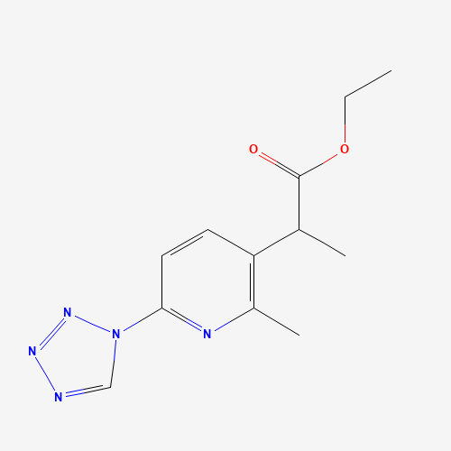 ethyl 2-[2-methyl-6-(tetrazol-1-yl)pyridin-3-yl]propanoate (CAS: 1374575-21-9) - Chemical Structure and Molecular Formula 