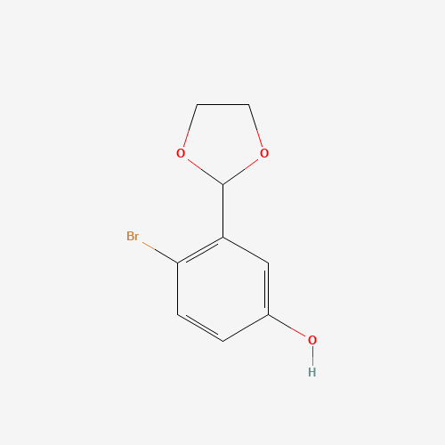 4-bromo-3-(1,3-dioxolan-2-yl)phenol (CAS: 1160182-44-4) - Chemical Structure and Molecular Formula 