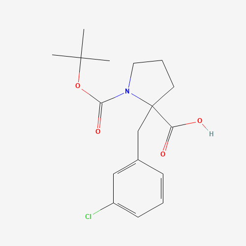 2-[(3-chlorophenyl)methyl]-1-[(2-methylpropan-2-yl)oxycarbonyl]pyrrolidine-2-carboxylic acid (CAS: 351002-87-4) - Chemical Structure and Molecular Formula 