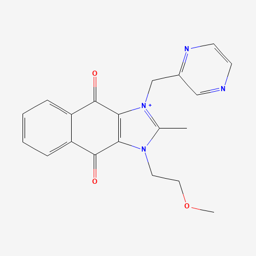 1-(2-methoxyethyl)-2-methyl-3-(pyrazin-2-ylmethyl)benzo[f]benzimidazol-3-ium-4,9-dione (CAS: 753440-91-4) - Chemical Structure and Molecular Formula 