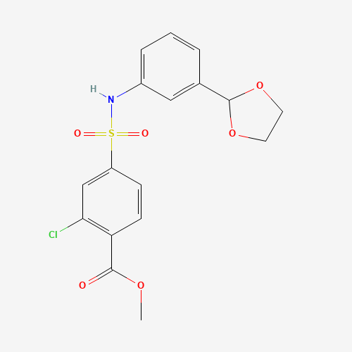 methyl 2-chloro-4-[[3-(1,3-dioxolan-2-yl)phenyl]sulfamoyl]benzoate (CAS: 1552310-59-4) - Chemical Structure and Molecular Formula 