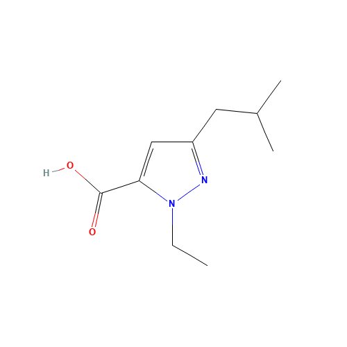 2-ethyl-5-(2-methylpropyl)pyrazole-3-carboxylic acid (CAS: 1015845-75-6) - Chemical Structure and Molecular Formula 