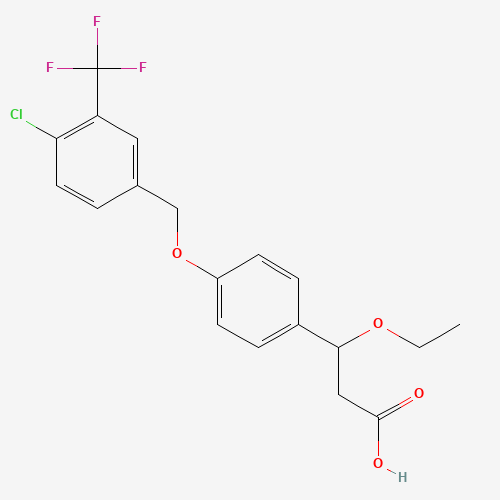3-[4-[[4-chloro-3-(trifluoromethyl)phenyl]methoxy]phenyl]-3-ethoxypropanoic acid (CAS: 1202575-82-3) - Chemical Structure and Molecular Formula 